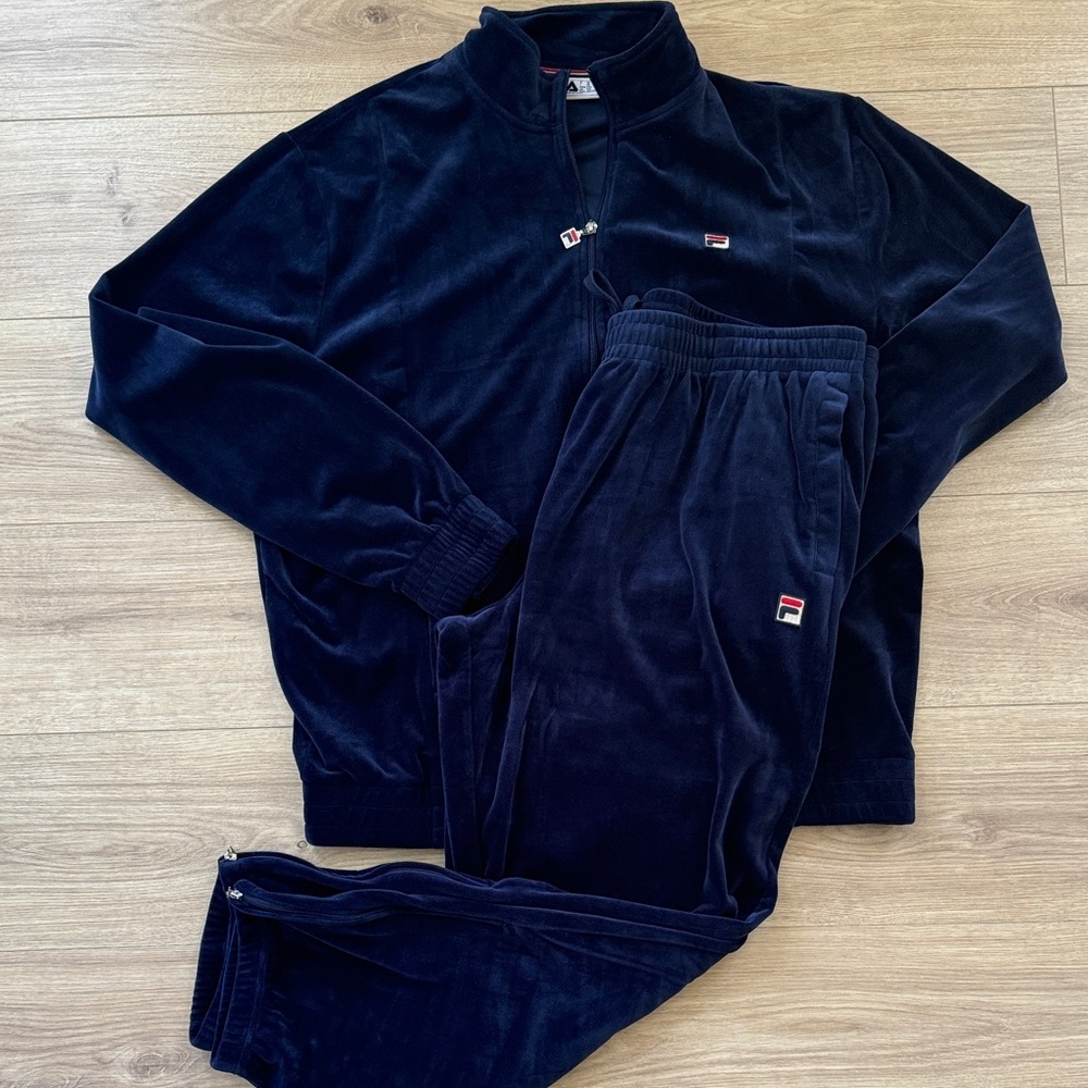 Fila Navy Velour Tracksuit